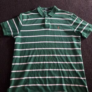 Vintage Polo Ralph Lauren Shirt Mens Extra large Green Striped Orange Pony